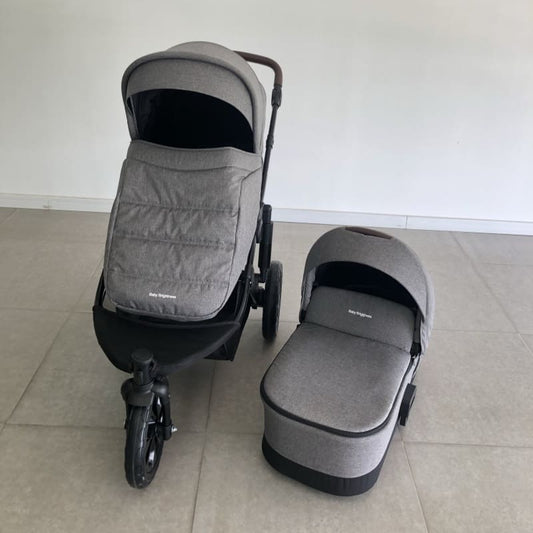 Newborn Pram – EasyGo 1+ Three Wheel Stroller with Carrycot and Car Seat (Grey) - image 2