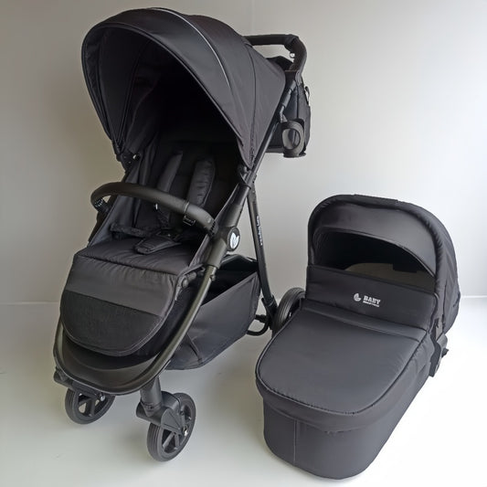 Newborn Pram – Poplar Stroller with Carrycot (Black) - image 2