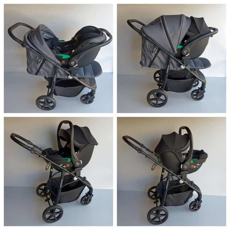 Pre-order Newborn Pram – Poplar Stroller with Carrycot, Reclining Car Seat and Rotating ISOFIX Base(Grey) - image 8