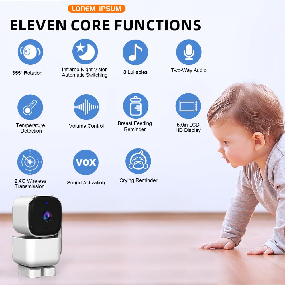 5”LCD HD Pan & Tilt Infrared Night Vision Baby Monitor - image 2