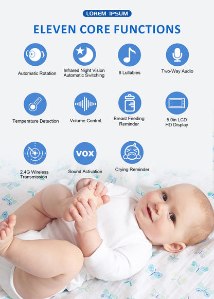 5”LCD HD Pan & Tilt Infrared Night Vision Baby Monitor - image 2