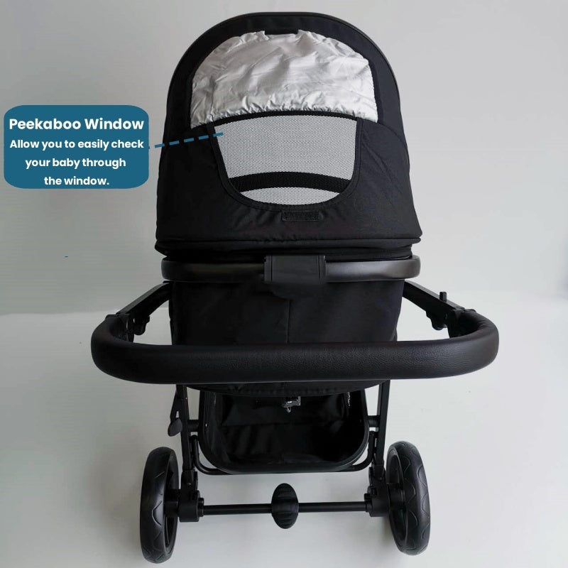 Newborn Pram – Palms 2 in 1 Bassinet Stroller Black - image 14