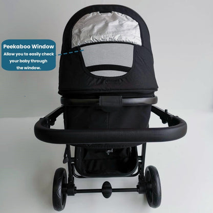 Newborn Pram – Palms 2 in 1 Bassinet Stroller Black - image 14