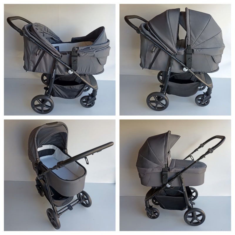 Pre-order Newborn Pram – Poplar Stroller with Carrycot and Reclining Car Seat (Grey) - image 6