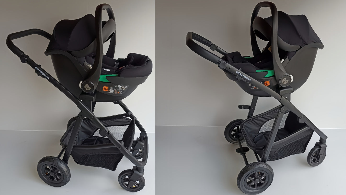 Newborn Pram – Palms 2+ Stroller with Carrycot and Car Seat (Black) - image 9