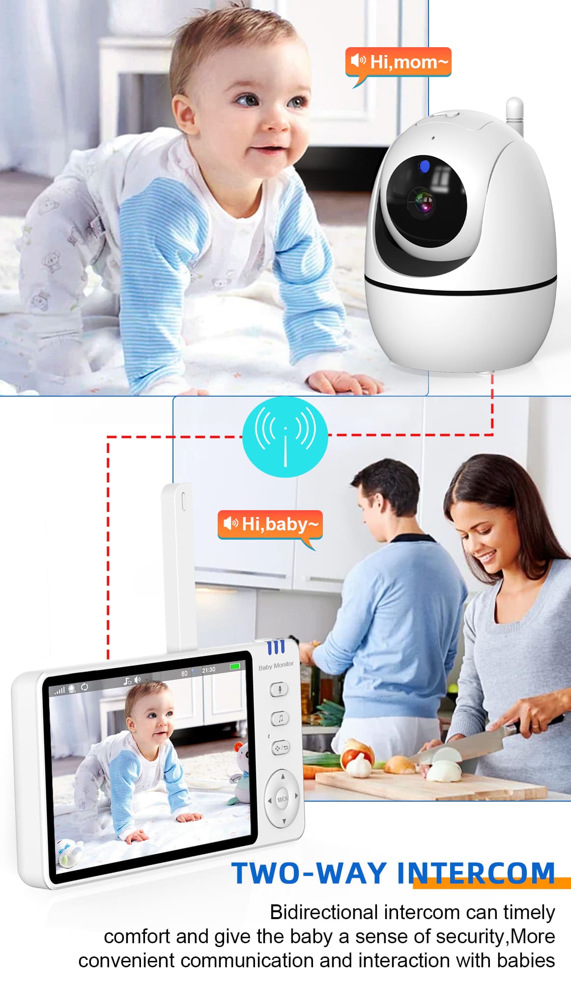 5”LCD HD Pan & Tilt Infrared Night Vision Baby Monitor - image 9
