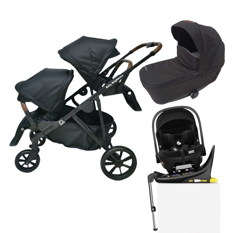 Pre-order Double Pram – Luxe Twin Stroller with Bassinet, Car Seat and Rotating ISOFIX Base