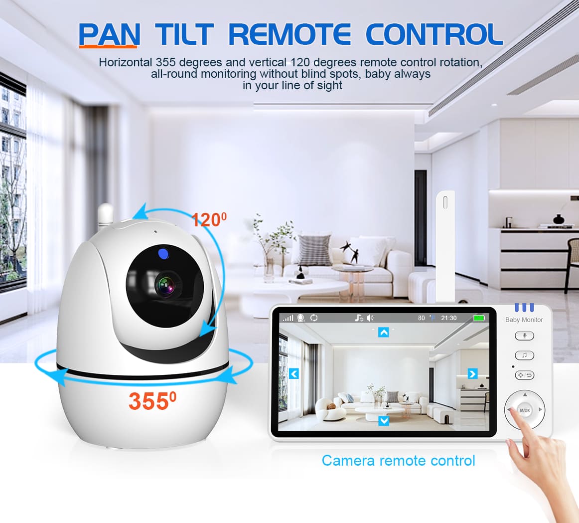 5”LCD HD Pan & Tilt Infrared Night Vision Baby Monitor - image 6