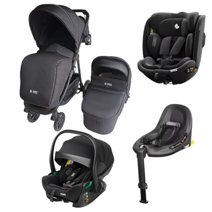 Pre-order Newborn Pram – Poplar Stroller with Carrycot + Reclining Infant Capsule + 360 Car Seat and Rotating ISOFIX Base (Bl