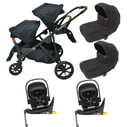 Pre-order Double Pram – Luxe Twin Stroller with Double Bassinets, Reclining Car Seats and Rotating ISOFIX Bases