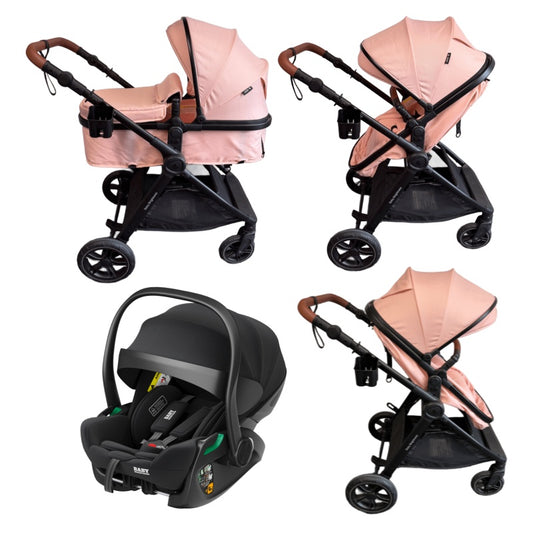 Skyra 2-in-1 Newborn Pram & Bassinet Stroller and Reclining Car Seat (Pink)