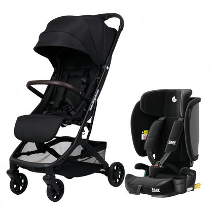 Travel Pram – AirGo Lightweight Stroller with ISOFIX Booster Seat (Black)