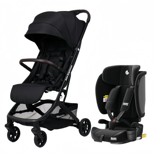 Travel Pram – AirGo Lightweight Stroller with ISOFIX Booster Seat (Black)