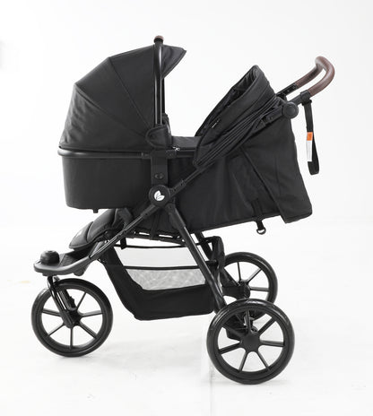Baby Brightness ELIO Three Wheel Pram And Carrycot - Black