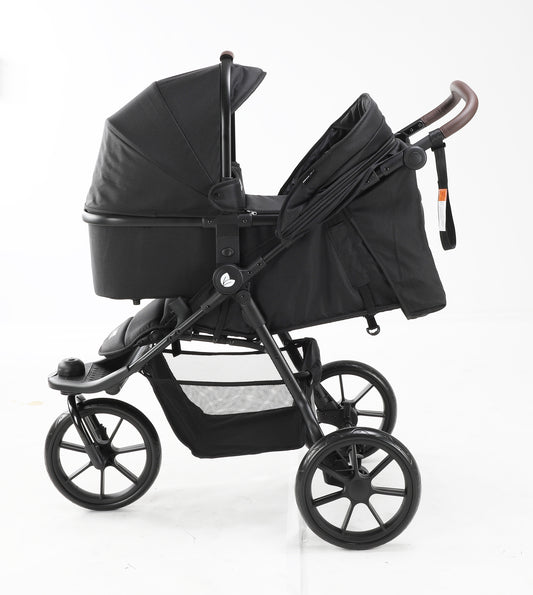Baby Brightness ELIO Three Wheel Pram And Carrycot - Black