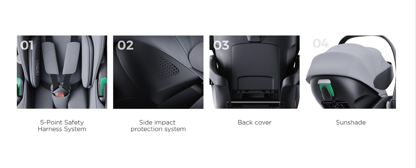 Pre-order Skyra 2-in-1 Newborn Pram & Bassinet Stroller and Reclining Car Seat with Rotating ISOFIX Base(Black - image 53