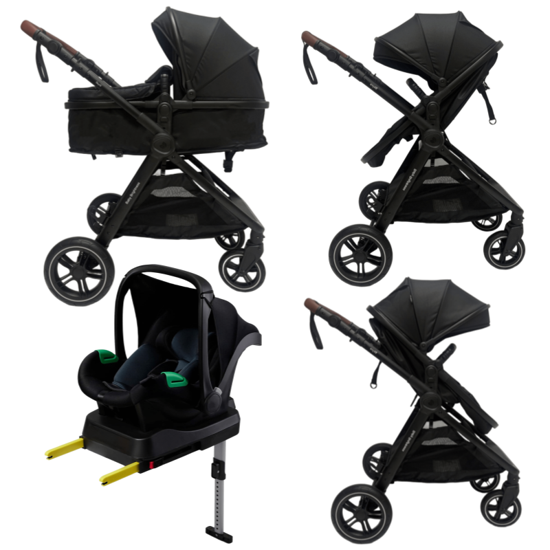 Pre-order Skyra 2-in-1 Newborn Pram & Bassinet Stroller with Car Seat and ISOFIX Base (Black)