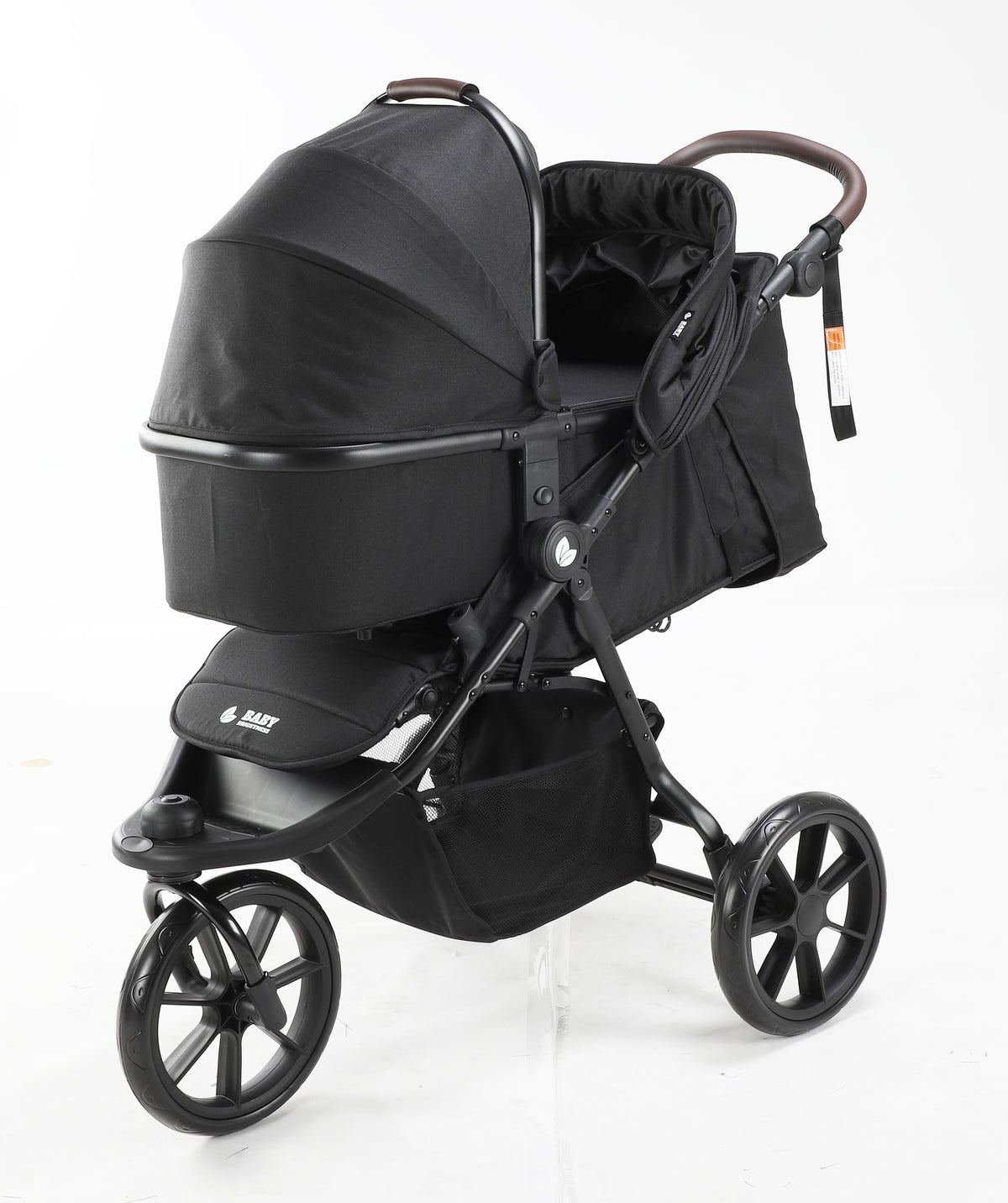 Baby Brightness ELIO Three Wheel Pram And Carrycot - Black