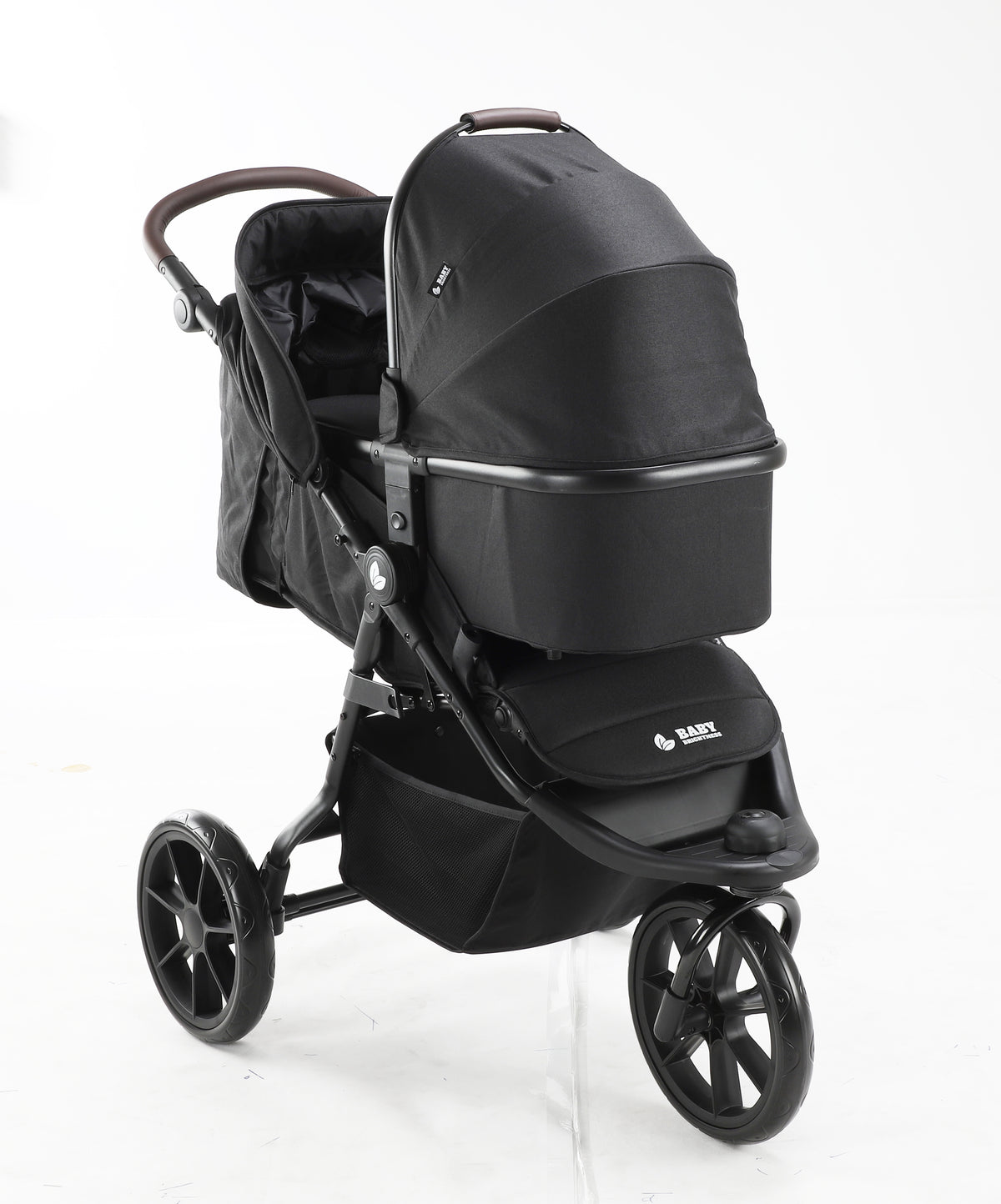 Baby Brightness ELIO Three Wheel Pram And Carrycot - Black