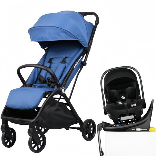 Pre-order Newborn Pram & Capsule – FlexGo Auto Folding Stroller with Capsule + Rotating ISOFIX Base (Blue)