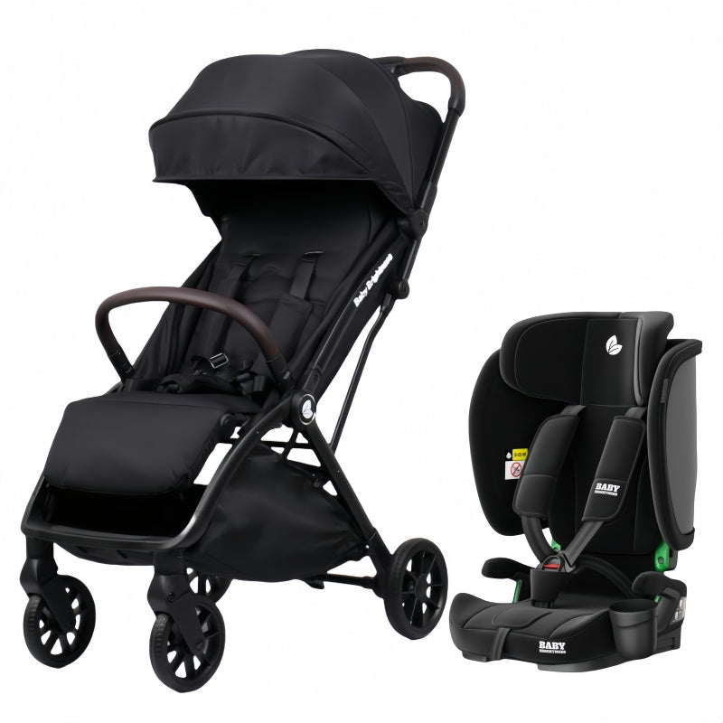 Travel Pram – FlexGo Lightweight Auto Folding Stroller with Booster Seat  (Black)