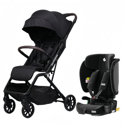 Pre-order Travel Pram – SwiftGo Lightweight Stroller with ISOFIX Booster Seat (Black)