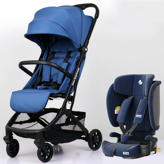 Travel Pram – AirGo Lightweight Stroller with ISOFIX Booster Seat (Blue)