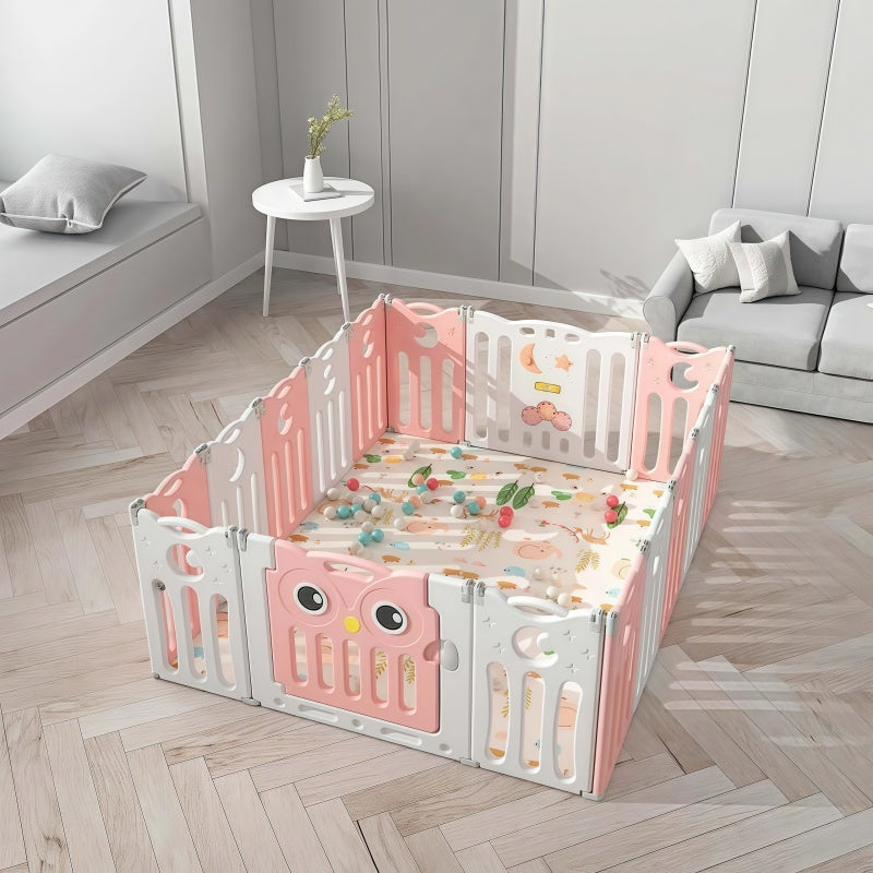 Foldable Baby Playpen 14 Panels – Pink Safety Play Fence for Babies - image 2