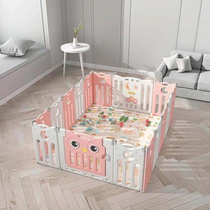 Foldable Baby Playpen 22 Panels – Pink Safety Play Fence for Babies - image 2