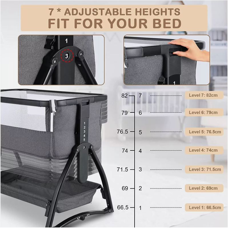 Baby Brightness Co Sleeper Bassinet Dark Grey
