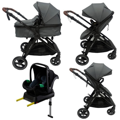Pre-order Skyra 2-in-1 Newborn Pram & Bassinet Stroller with Car Seat and ISOFIX Base (Grey)