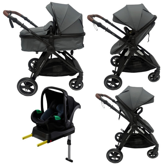 Pre-order Skyra 2-in-1 Newborn Pram & Bassinet Stroller with Car Seat and ISOFIX Base (Grey)