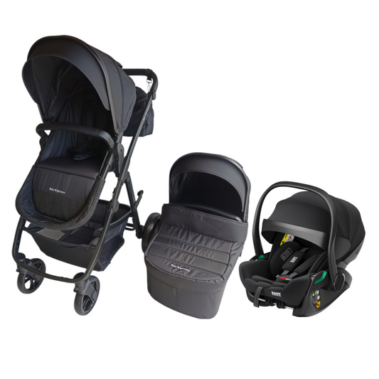 Pre-order Newborn Pram – Palms 1+ Stroller with Bassinet and Reclining Car Seat (Black)