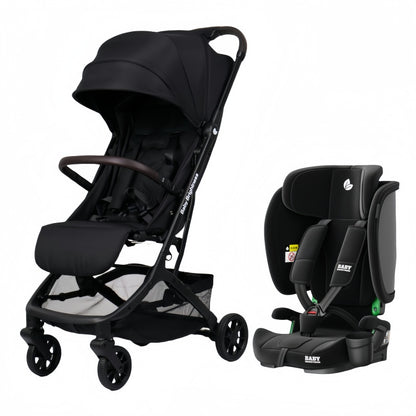 Travel Pram – AirGo Lightweight Stroller with Booster Seat (Black)