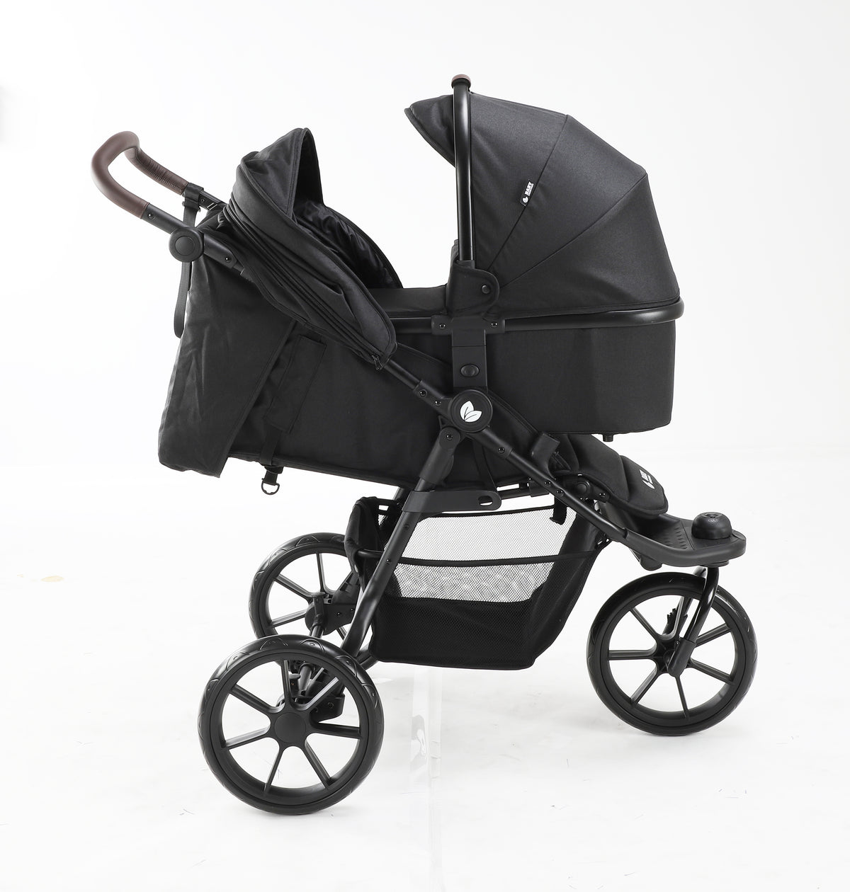 Baby Brightness ELIO Three Wheel Pram And Carrycot - Black