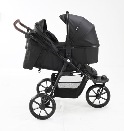 Baby Brightness ELIO Three Wheel Pram And Carrycot - Black