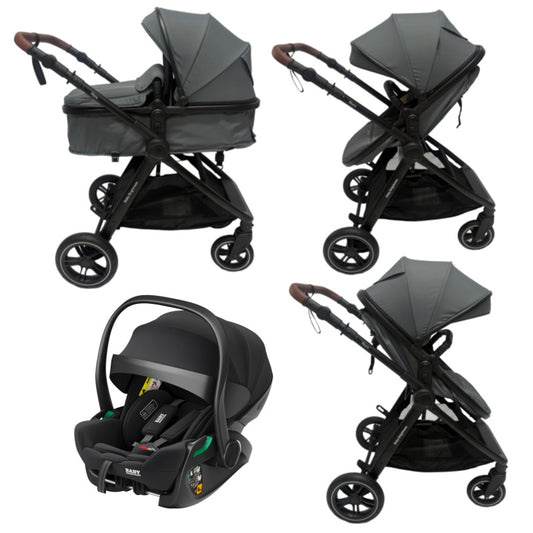 Skyra 2-in-1 Newborn Pram & Bassinet Stroller and Reclining Car Seat (Grey)