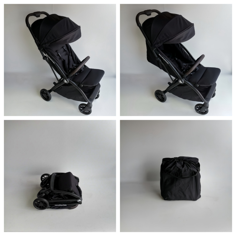 Pre-order Newborn Pram & Capsule – FlexGo Auto Folding Stroller with Reclining Capsule (Black) - image 7