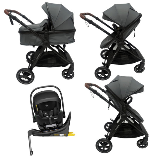Skyra 2-in-1 Newborn Pram & Bassinet Stroller and Reclining Car Seat with Rotating ISOFIX Base(Grey)