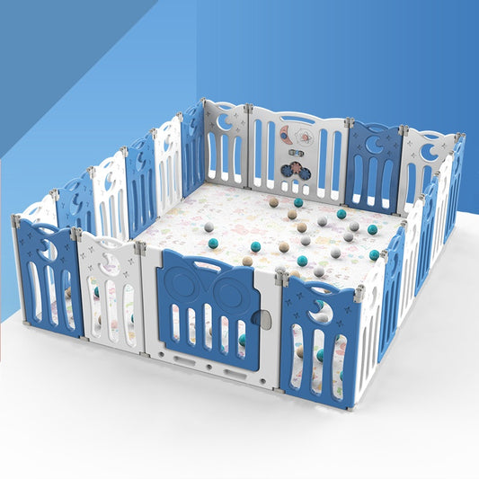 Foldable Baby Playpen 22 Panels – Blue Safety Play Fence for Babies