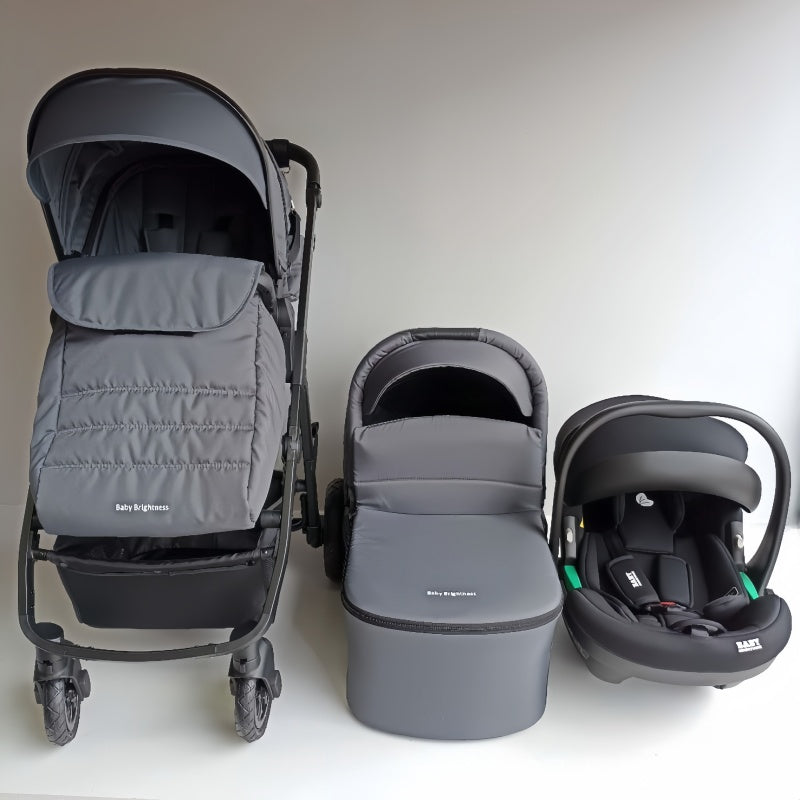 Newborn Pram – Palms 2+ Stroller with Carrycot and Car Seat (Grey)