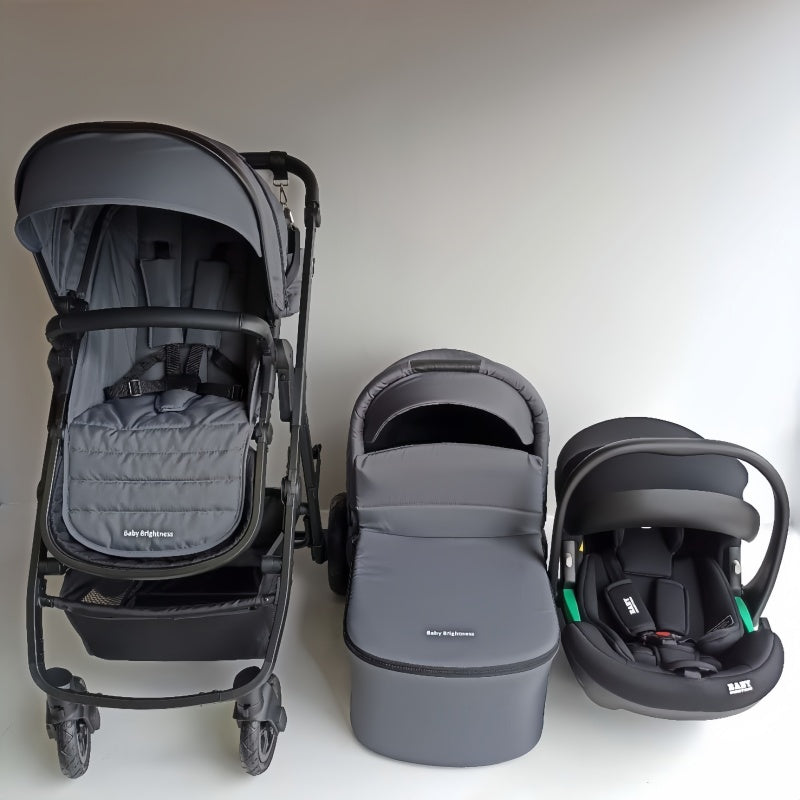 Newborn Pram – Palms 2+ Stroller with Carrycot and Car Seat (Grey) - image 12