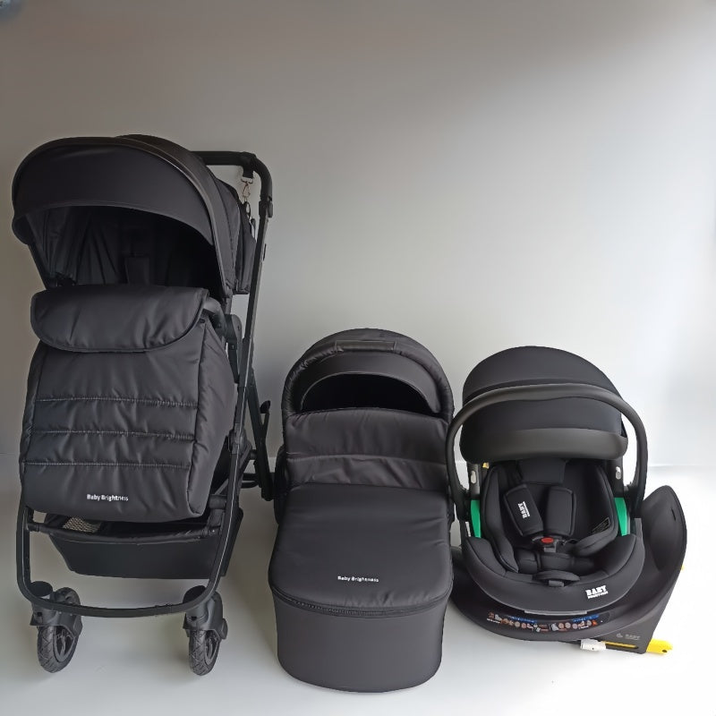 Pre-order Newborn Pram – Palms 2+ Stroller with Carrycot, Car Seat and Rotating ISOFIX Base (Black)