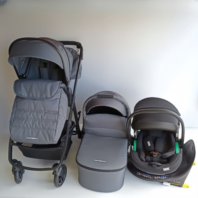 Pre-order Newborn Pram – Palms 2+ Stroller with Carrycot, Car Seat and Rotating ISOFIX Base (Grey)