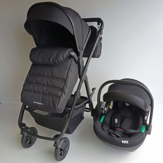 Newborn Pram – Palms 2+ Stroller with Infant Car Seat (Black)