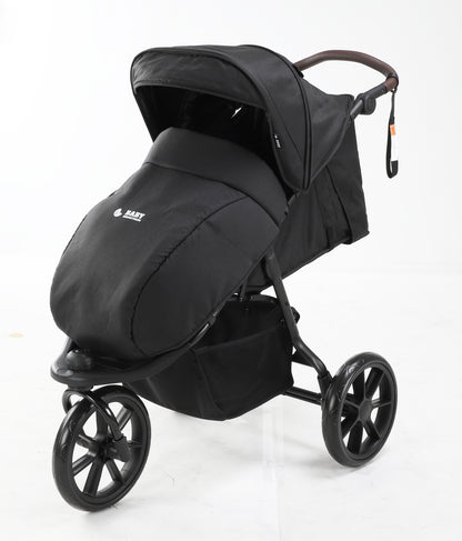 Baby Brightness ELIO Three Wheel Pram And Carrycot - Black