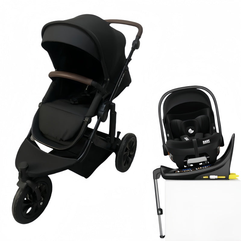 Pre-order Newborn Pram – EasyGo 1+ Three Wheel Stroller with Car Seat and Rotating ISOFIX Base (Black )