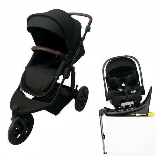 Pre-order Newborn Pram – EasyGo 1+ Three Wheel Stroller with Car Seat and Rotating ISOFIX Base (Black )