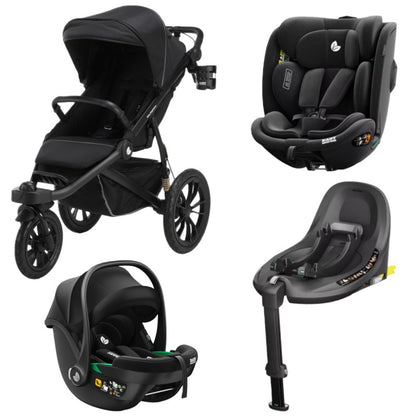 Pre-order Hill All Terrain Jogging Baby Stroller + Infant Capsule + 360 Car Seat and Rotating ISOFIX Base (Black)