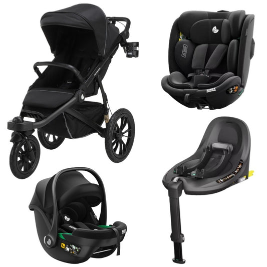 Pre-order Hill All Terrain Jogging Baby Stroller + Infant Capsule + 360 Car Seat and Rotating ISOFIX Base (Black)